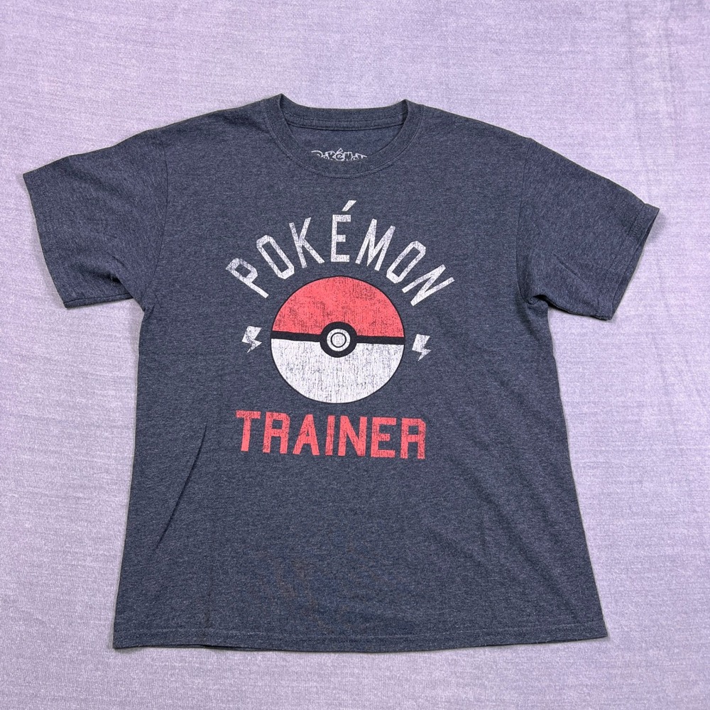 Pokémon Trainer Pokéball Graphic Short Sleeve T-Shirt Kids Size M Charcoal Gray